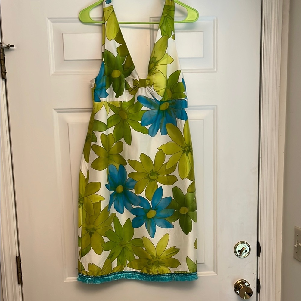 Muse Green and Blue Floral Midi Dress